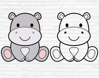 Hippo SVG Clipart, Jungle Animal Vector Cut Files (Digital Download)