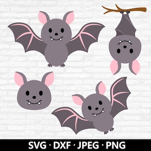 Bat Bundle SVG, słodki nietoperz PNG, wiszący nietoperz na Halloween, upiorny sezon, koszulka dziecięca PNG, twarz nietoperza wektor, pliki do cięcia nietoperza latającego do pobrania cyfrowego