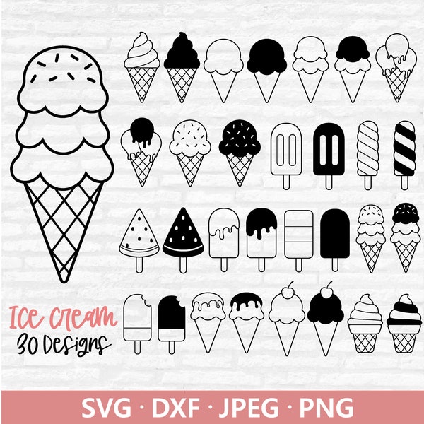 Ice cream SVG, Sweet Ice Cream Cone Cut files, Ice Cream Clipart, Summer svg, Dessert svg, Ice cream svg files for Cricut and Silhouette