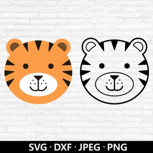 Cute Tiger Face SVG, Tiger head cut file, Baby Tiger SVG, Kids Shirt SVG, Cricut cut files, Tiger clipart, New year 2022 Digital download