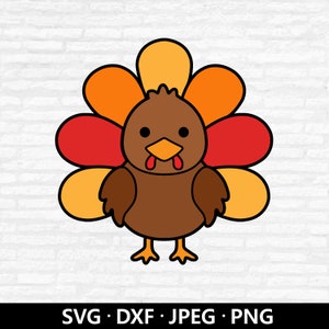 Cute Thanksgiving Turkey SVG, Baby Animal Clipart (Digital Download) image 1