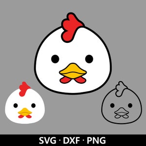 Visage de poulet SVG, PNG de poulet, Clipart poussin mignon, fichier Dxf de visage d'animal, vecteur de bébé animal, fichiers de coupe poulet fermier en téléchargement numérique