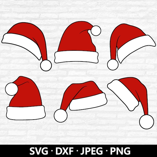 Santa Hat SVG, Cristmas Hat Layered cut file, Christmas SVG, Xmas Clipart, Holiday Winter Kid Shirt Silhouet Cricut Vinyl