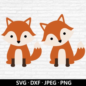 Joli bébé renard SVG, clipart animaux de la forêt, renard mignon Dxf, chemise enfant renard, renard vecteur en couches, fichiers coupe animaux de la forêt téléchargement numérique