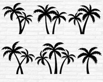 Tropische Palme SVG Bundle: Sommer Urlaub Clipart (digitaler Download)