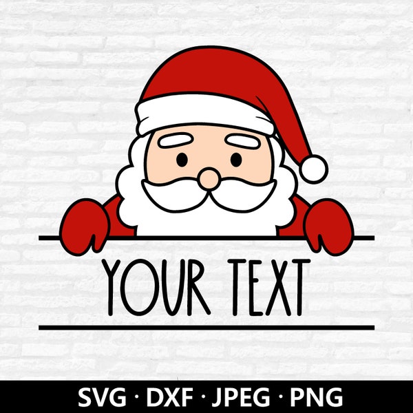 Père Noël Split monogramme SVG, fichier de coupe Noël, père Noël nom étiquette cadre SVG, Split monogramme mignon bébé Noël chemise pour enfants Silhouette Cricut