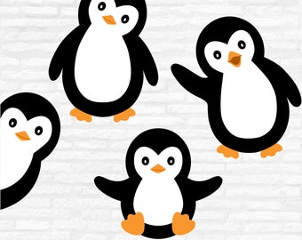 Baby Penguin SVG, Penguin Bundle SVG, Penguin Clipart, Penguin Cricut, Penguin Layered files, Winter Christmas animals, Cricut cut files