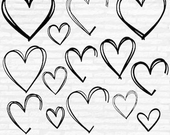 Doodle Herz SVG Bundle: Handgezeichnete Clipart, Valentinstag (digitaler Download)