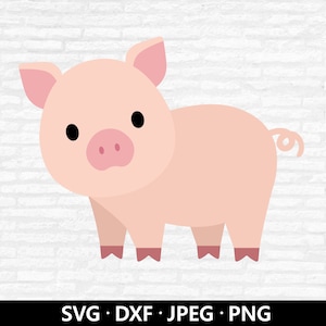Schwein SVG-Dateien, süßes Schwein Vektor, Bauernhof Tiere Clipart, Kindergarten Tier Bauernhaus Schweinchen Aufdruck, Zoo Tier Dxf Datei, Schwein Schnittdateien Digitaler Download