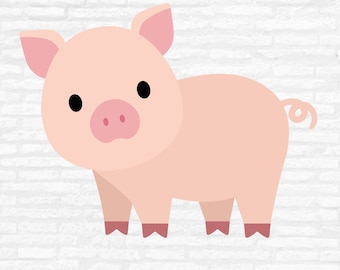 Pig SVG, Farm Animals Clipart, Nursery Animal Layered Cut File (Digital Download)