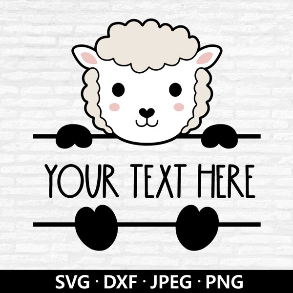 Mouton monogramme SVG, bébé mouton SVG, mouton Svg, fichier de coupe mouton mignon, chemise de douche de bébé, personnaliser, personnaliser avec le nom Svg pour Cricut