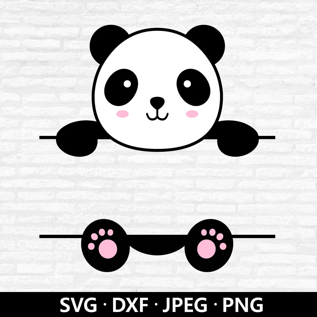 Panda Monogram SVG: Baby Panda Clipart, Split Name Frame (digital ...