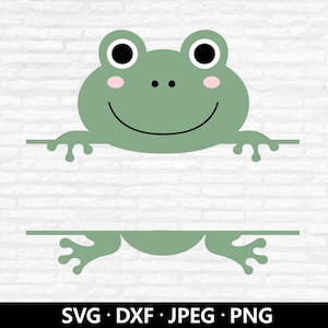 Kikker monogram SVG, kikker SVG, split monogram svg, schattige kikker clipart, gelaagde bestanden, aanpassen met naam, kikker gesneden bestanden digitale download