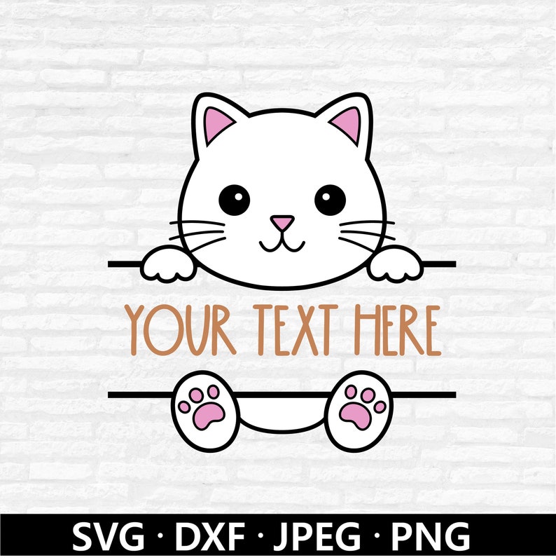 Cat Split Monogram Svg Cute Cat Svg Cat Layered File Cat Etsy