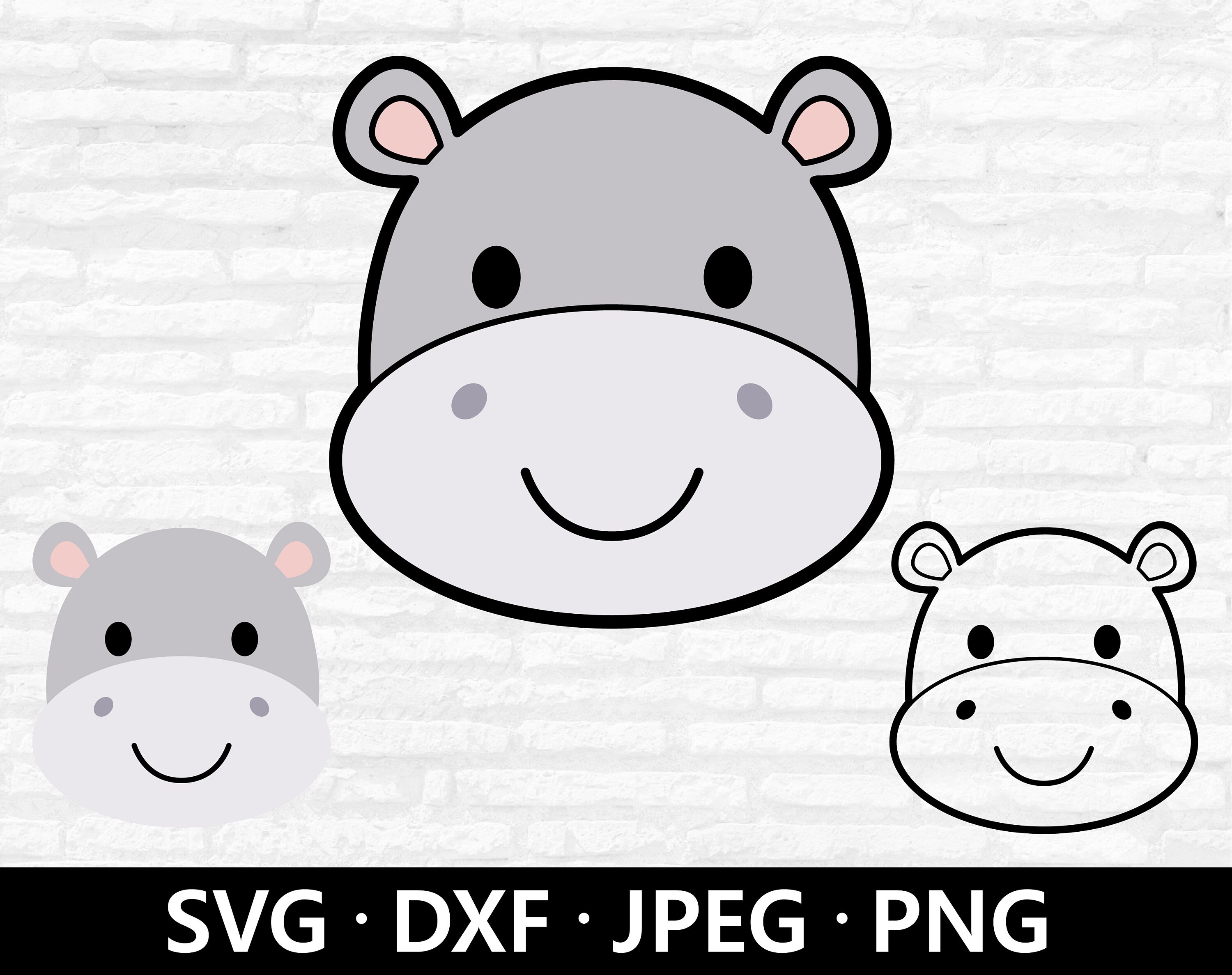 Hippo Face Svg Hippo Svg Cute Hippo Vector Jungle Animals Etsy Canada