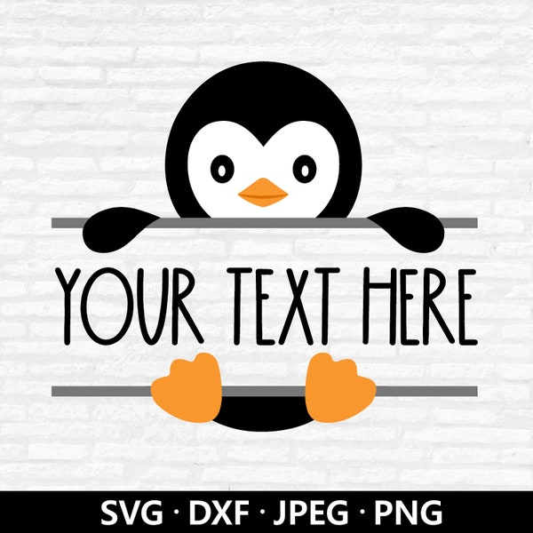 Penguin Monogram SVG, Cute Penguin SVG, Penguin Clipart, Split Monogram SVG, Baby Boy Svg, Baby Shower Svg, Penguin Cricut cut files