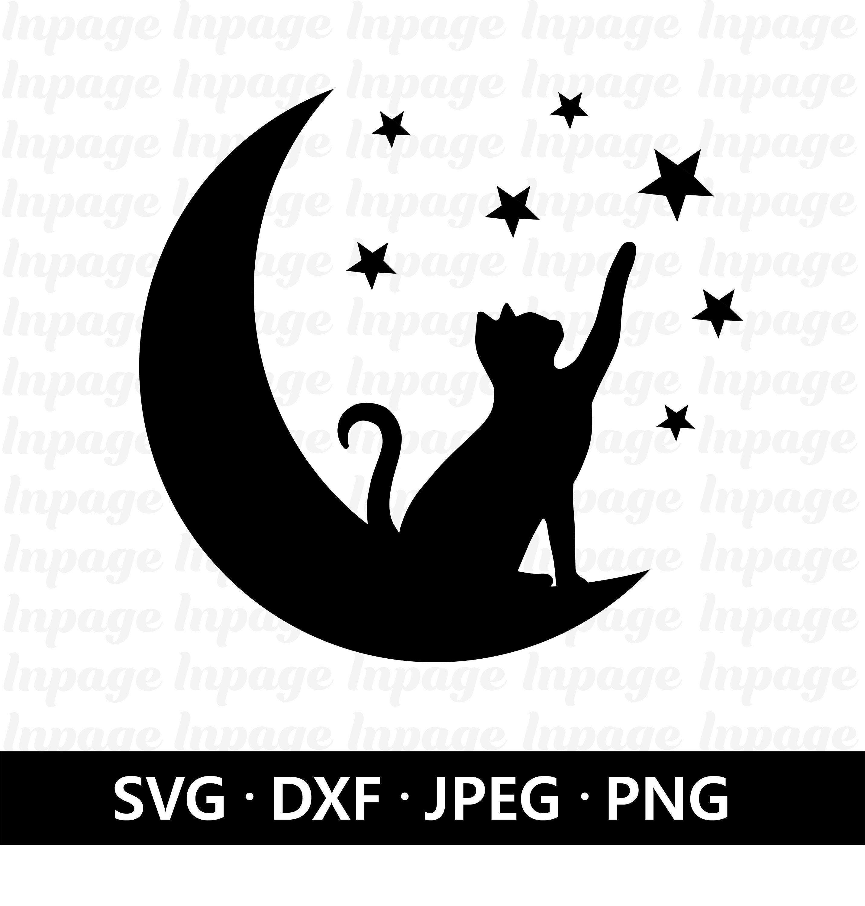 Moon Cat SVG Cat SVG Files for Silhouette Cameo & Etsy UK