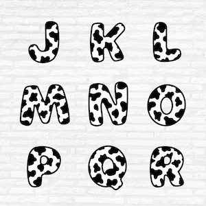 Cow Print Alphabet SVG: Font, Numbers, Letters Cut File (digital ...