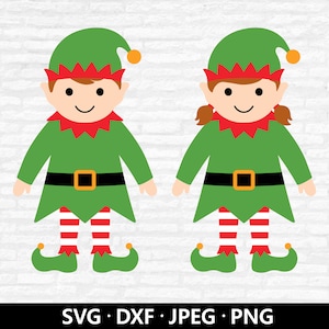 Weihnachtselfen schneiden Dateien, Elfen Junge SVG, Weihnachtscliparts, süße Elfen SVG, Urlaub Kinder Weihnachtself Mädchen Schneiddateien Digitaler Download