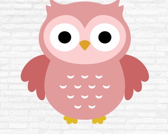 Pink Owl SVG, Girl Baby Shower Shirt, Jungle Animal Clipart, Cut Files (Digital Download)