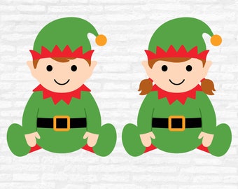 Cute Elves SVG, Christmas elf cut files, Elf Boy SVG, Christmas Clipart, Holiday SVG, Christmas elf girl cut files Cricut Digital Download