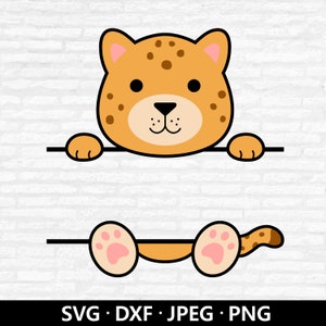 Guépard monogramme SVG, Clipart bébé guépard, vecteur léopard, guépard PNG, chemise de baby shower, personnaliser avec le nom des fichiers coupés en téléchargement numérique