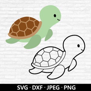 Zeeschildpad SVG, schattige schildpad vector, schildpad overzicht clipart, babyshower cadeau PNG, shirt kinderkamerdieren, schildpad gesneden bestanden digitale download