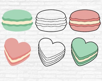 Macaron Cookie SVG: Fransk dessert Clipart, födelsedagsklippfiler (digital nedladdning)