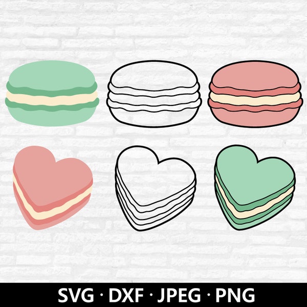 Macaron Cookie SVG, Macaron Cut file, Clipart de cuisson, Sweets svg, Français Macaron SVG, Birthday svg, Macaron Outline svg files for cricut