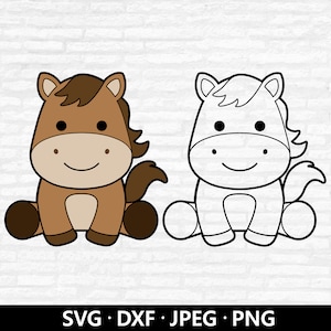 Niedliche Baby Pferd SVG-Dateien, Pferd Clipart, Bauernhaus Tiere PNG, Pferd Vektor-Datei, Pferd Umriss-Dateien, Pferd Schnitt-Dateien digitaler Download