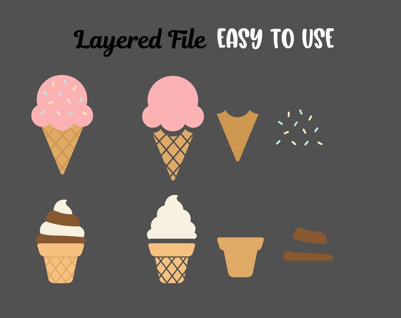 Glass SVG-paket: Sommardessert Clipart (digital nedladdning) bild 2