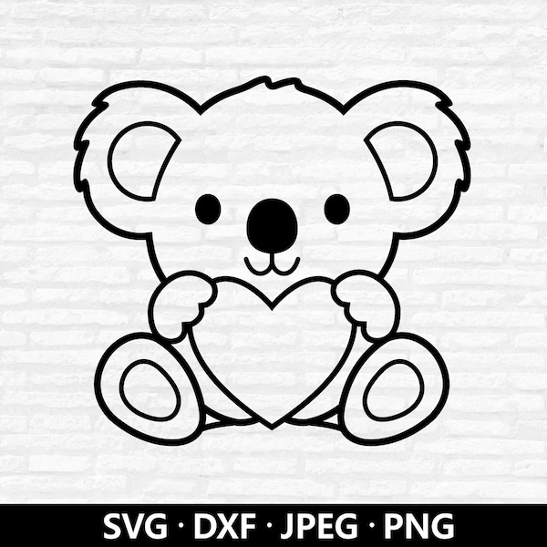 Valentine Koala SVG, Koala with Heart SVG, Birthday Koala svg, Koala clipart, Cute Koala SVG Cutting file, kids Koala shirt Cut files Cricut