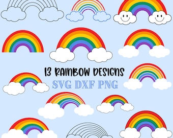 Rainbow SVG Cut Files: 13 Rainbow Designs Clip Art (Digital Download)