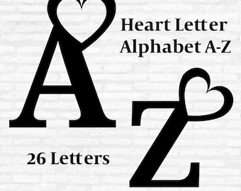 Love Alphabet Letter svg, Heart alphabet svg files for silhouette, Heart Monogram Frame Alphabet, Cut File for Cricut