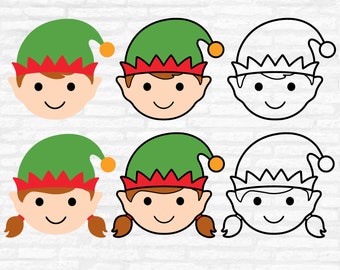 Christmas Elf Face SVG: Boy & Girl Holiday Clipart (Digital Download)