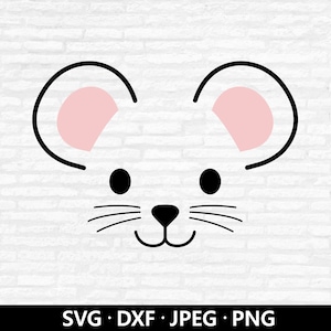 Niedliches Maus Gesicht SVG, Maus Clipart, Kinderzimmer Tier Gesicht SVG, Maus Gesicht Vektor, Baby Kinder Maus Shirt PNG, Maus Schnittdateien digitaler Download