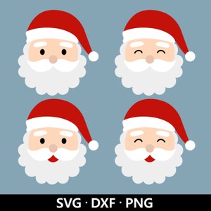 Père Noël visage SVG, fichier en couches mignon père Noël, Clipart tête de père Noël drôle, Noël Noël vacances hiver enfant chemise coupe fichiers téléchargement numérique