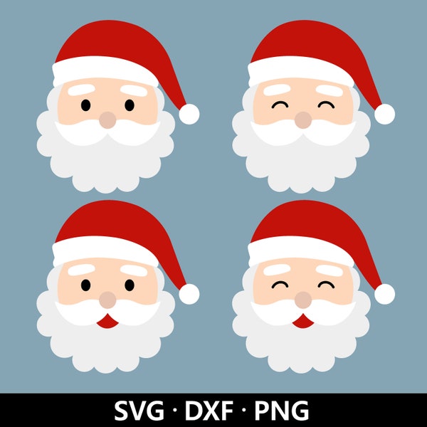 Santa Claus Face SVG, Cute Santa layered cut file, Funny Santa Head Clipart, Christmas Xmas Holiday Winter Kid Shirt Silhouette Cricut Vinyl