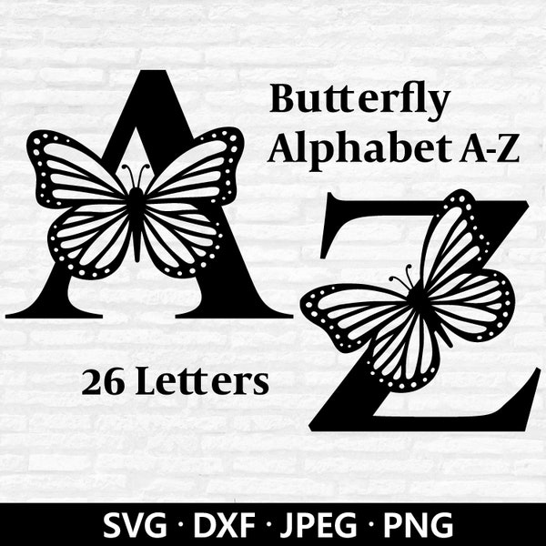 Butterfly Monogram SVG Alphabet,  Butterfly Alphabet Monogram,  Monogram Font,  Monogram Svg Font,  Monogram Alphabet Svg bundle