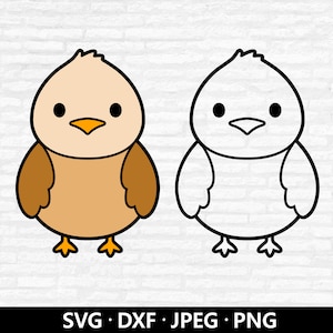 Lindo pájaro SVG, gorrión clipart, animal del bosque png, contorno de pájaro svg, animal bebé dxf, lindo bebé pájaro cortar archivos descarga digital