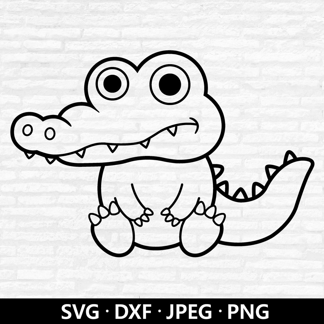 Cute Crocodile Clipart Black And White
