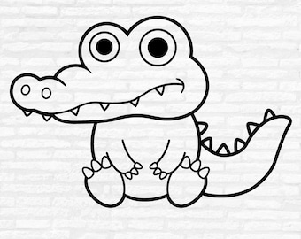 Alligatore SVG, clipart di coccodrillo, silhouette di animale della savana, file di taglio (download digitale)