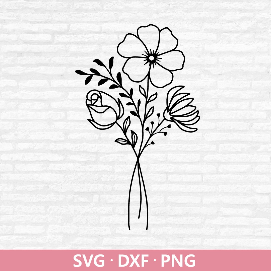 Flower Bouquet SVG, Floral Svg, Flower Cut Files Cricut, Wildflower Svg ...