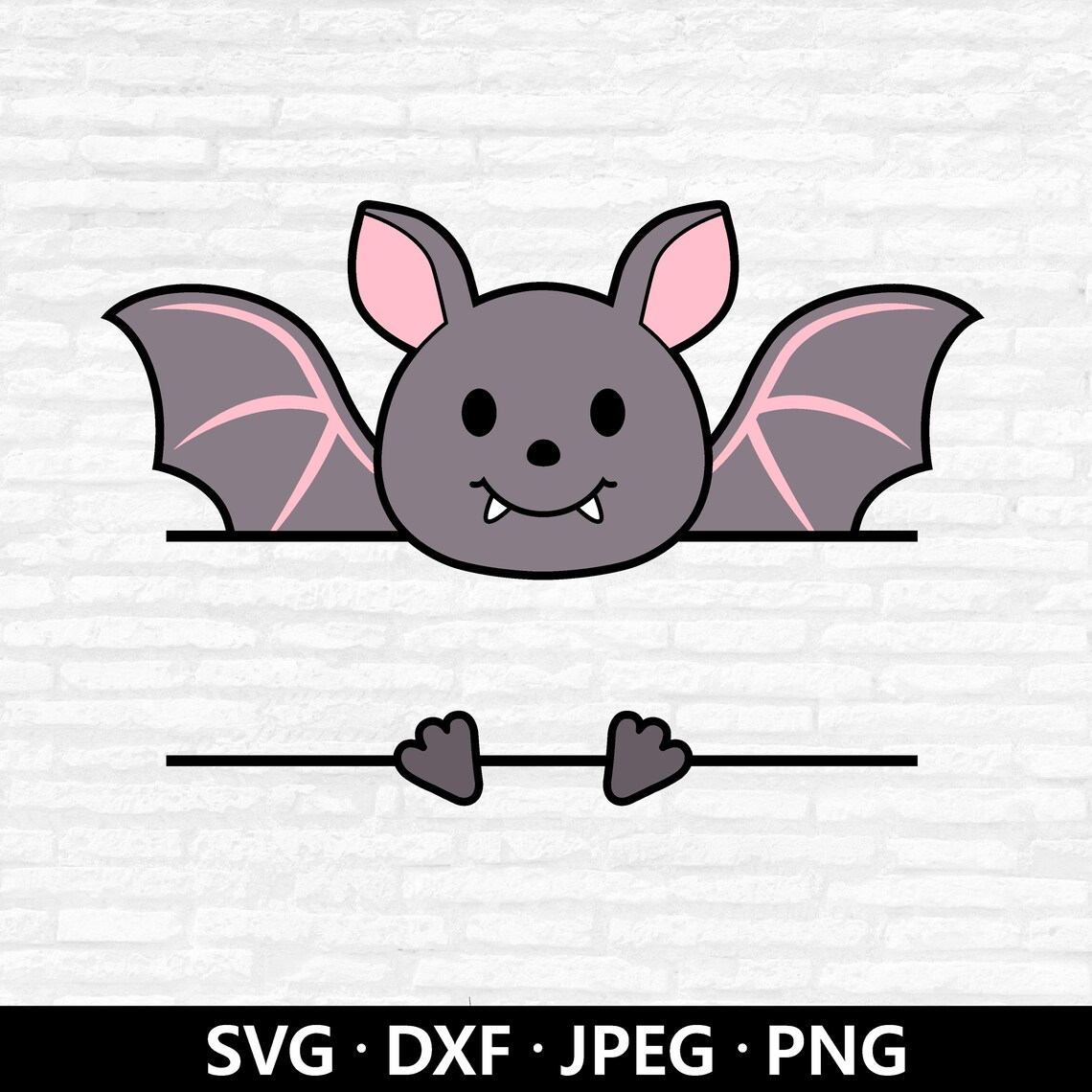 Bat Monogram SVG: Halloween Clipart, Flying Bat Name Frame Cut File ...