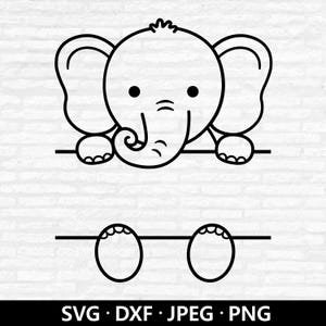 Éléphant monogramme SVG, vecteur de bébé éléphant, clipart animaux mignons, chemise de shower de bébé, fichiers coupe éléphant animal Safari en téléchargement numérique