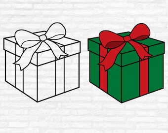 Christmas Gift SVG, Present SVG, Gift Box SVG, Presents Clipart, Gift Box Clip Art, Digital Download, Cricut Silhouette