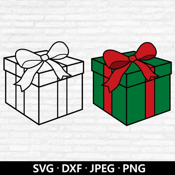Christmas Gift SVG, Present SVG, Gift Box SVG, Presents Clipart, Gift Box Clip Art, Digital Download, Cricut Silhouette
