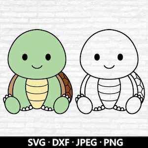 Süße Schildkröte SVG-Datei, Schildkröte Vektor, Schildkröte Umriss Clipart, Baby-Dusche-Geschenk PNG, Kinderzimmer-Tiere Shirt, Schildkröte Schnittdateien digitaler Download