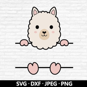 Lama-Monogramm SVG, Baby Lama Clipart, niedliches Tier Label Tag SVG, Baby-Dusche-Shirt PNG, anpassen mit Namen Cut-Dateien digitaler Download