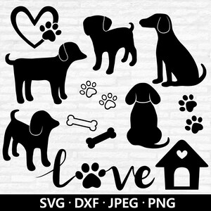 Hund geschnitten Datei, Welpe Clipart, Pfotenabdrücke Vektor, Hund Monogramm PNG, Haustier Dxf, Hundeschnittdatei, Hundehaus, Hundeknochen Schnittdateien digitaler Download